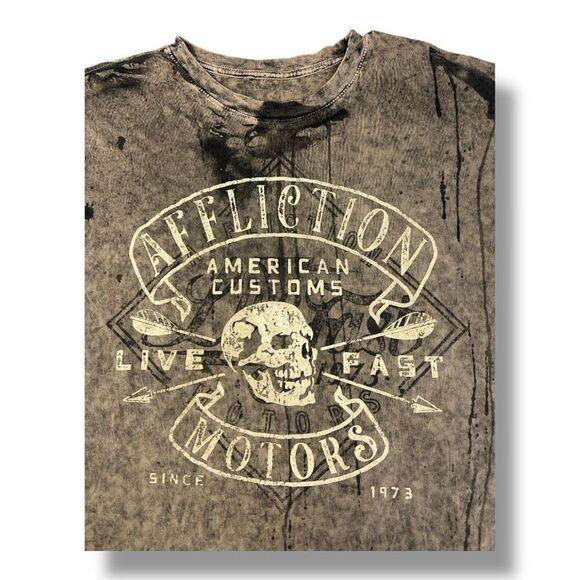 Affliction Y2K Reversible T-Shirt Distressed Size Extra Extra Large - Picture 2 of 9